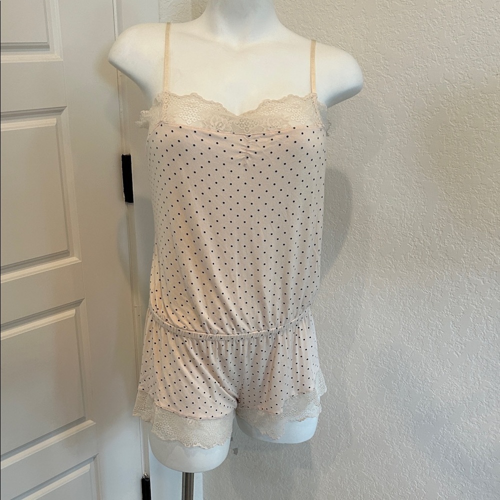 Eberjey Polka Dot and Lace Romper